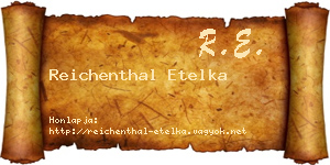 Reichenthal Etelka névjegykártya